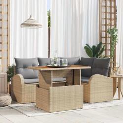 Ensemble de canap&eacute; de jardin 5 pcs Beige Poly rotin