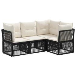 Ensemble de canap&eacute; de jardin 4 pcs Noir polyrotin