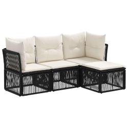 Ensemble de canap&eacute; de jardin 4 pcs Noir polyrotin