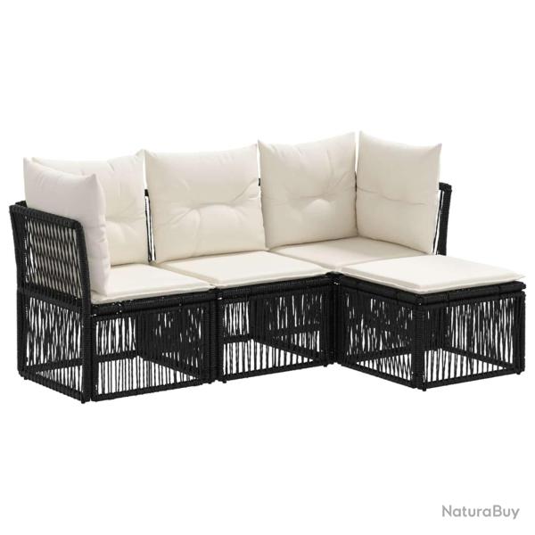 Ensemble de canap� de jardin 4 pcs Noir polyrotin