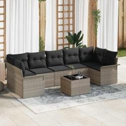 Ensemble de canap&eacute; de jardin 8 pcs Gris clair et gris fonc&eacute;