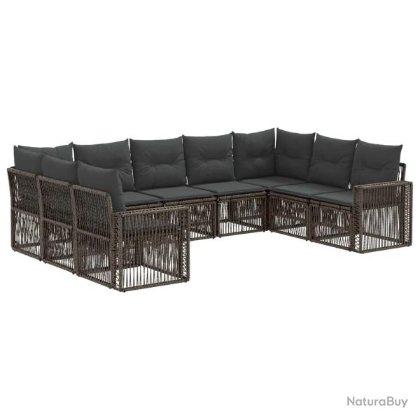 Ensemble de canap� de jardin 9 pcs Gris et Gris fonc� polyrotin