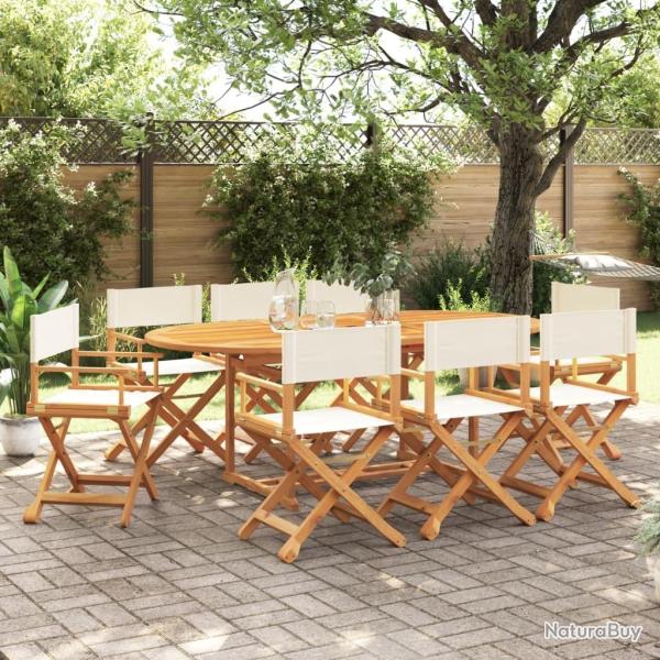 Chaises de jardin pliables lot de 8 blanc cr�me tissu