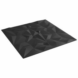 Panneaux muraux 24 pcs Noir 50 x 50 cm Mousse XPS