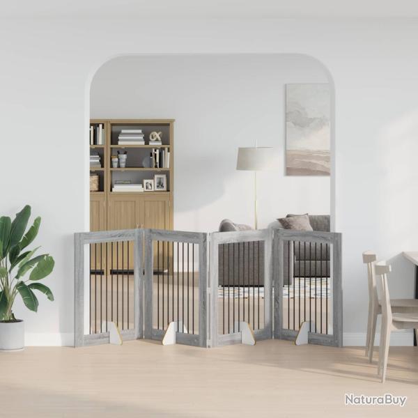 Porte de chien pliable avec supports 4 pcs Sonoma gris 321 cm