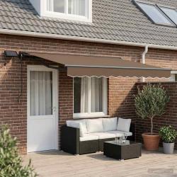 Cadre de store manuel avec LEDs Taupe 4,5 &times; 3,5 m