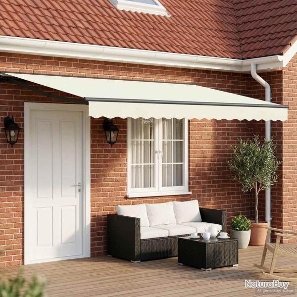 Cadre de store manuel avec LEDs Cr�me et Anthracite 5 x 3 m