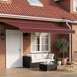 Cadre de store manuel avec LEDs Bourgogne et Anthracite 5 x 3 m