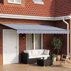 Cadre de store manuel avec LEDs Bleu, Blanc, Anthracite 5 x 3 m