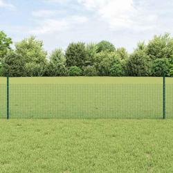 Cl&ocirc;ture en fil soud&eacute; avec poteaux 100 x 0,5 m Vert Maille