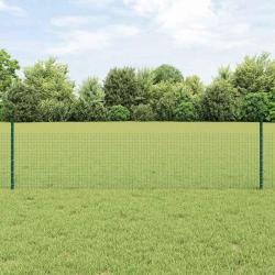Cl&ocirc;ture en fil soud&eacute; avec poteaux 100 x 0,5 m Vert Maille