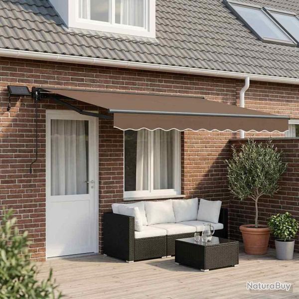 Cadre de store manuel avec LEDs Taupe 4 � 3 m