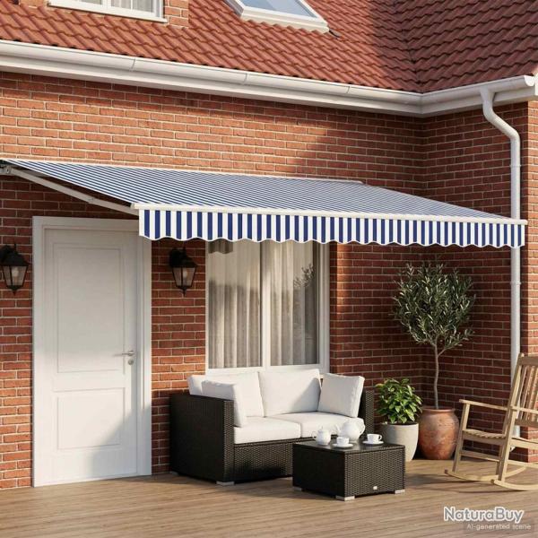 Cadre de store manuel avec LEDs Bleu et Blanc 5 x 3 m