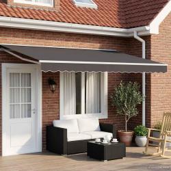 Cadre de store manuel avec LEDs Blanc, Gris, Anthracite 5 x 3 m