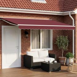 Cadre de store manuel avec LEDs Bourgogne et Blanc 5 x 3 m