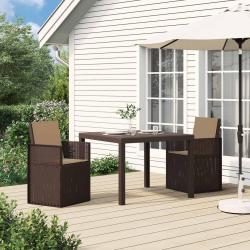 Chaises de jardin salle &agrave; manger 2 pcs Marron et taupe PP