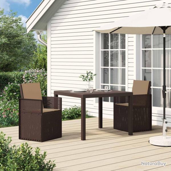 Chaises de jardin salle � manger 2 pcs Marron et taupe PP