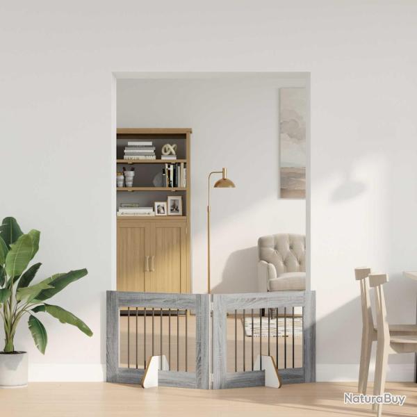 Porte de chien pliable avec supports 2 pcs Sonoma gris 160,5 cm