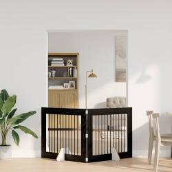 Porte de chien pliable avec supports 2 pcs Ch&ecirc;ne noir 200,5 cm