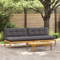 Unit&eacute; de canap&eacute; du milieu 2 pc Gris Naturel et Fonc&eacute;