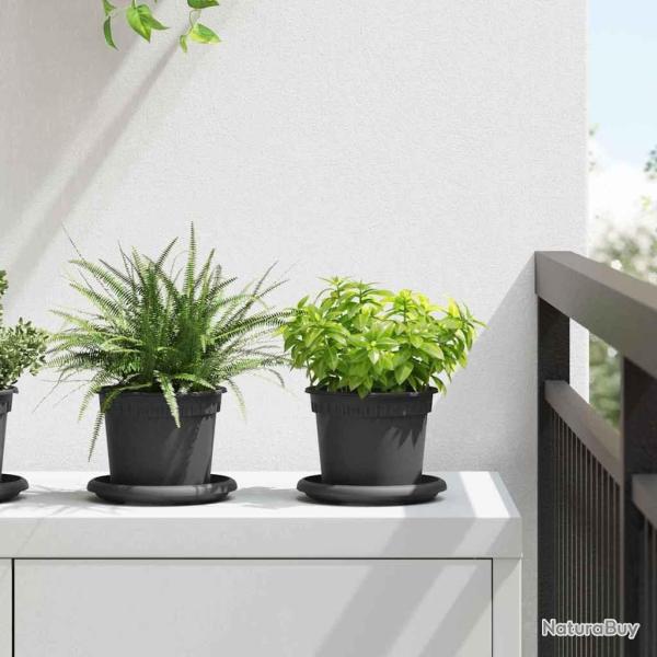 Pots de plantes 6 pcs Noir � 12,5 x 10 cm Plastique
