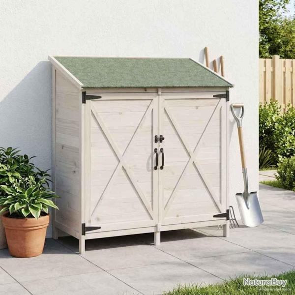 Abri de jardin Blanc 106 x 56 x 113,5 cm Bois de Sapin Massif