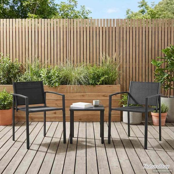 Chaises de jardin 2 pcs Noir et anthracite 53,5 x 59 x 77 cm