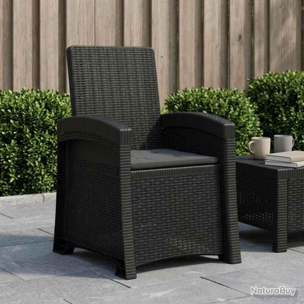 Chaise de jardin inclinable imitant le rotin Anthracite PP
