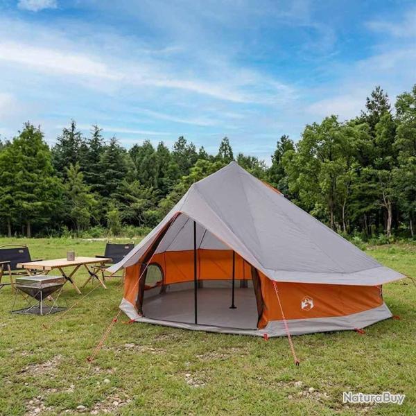 Tente Tipi Gris et orange 700 x 700 x 395 cm Polyester et Acier