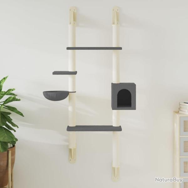 Arbre � chat mural avec griffoir gris fonc� 180 cm