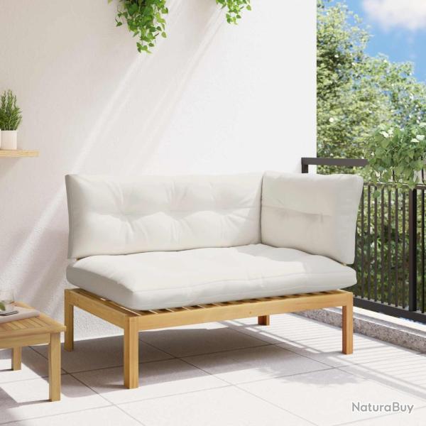 Unit� de canap� d'angle Acacia Clair et Blanc Cr�me