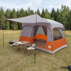 Tente familiale Gris et orange 380 x 260 x 190 cm Polyester