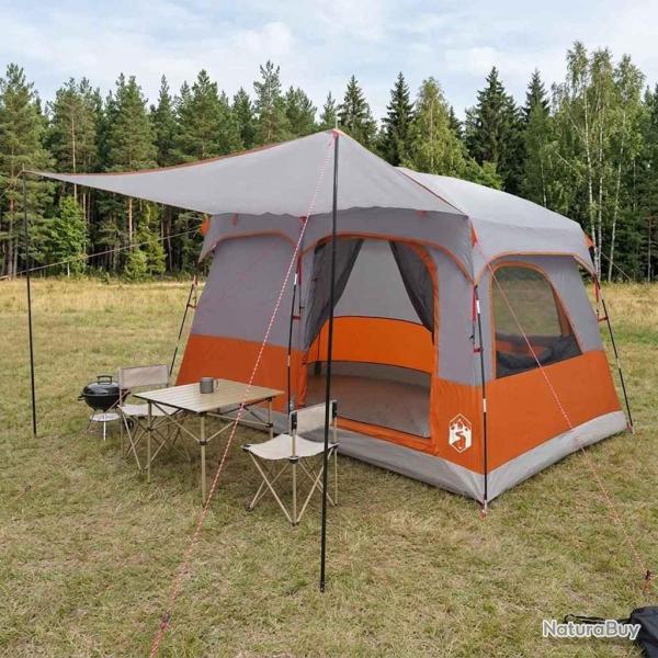 Tente familiale Gris et orange 380 x 260 x 190 cm Polyester