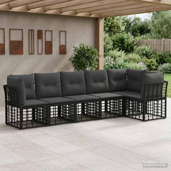 Ensemble de canap� de jardin 6 pcs Noir polyrotin