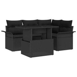Ensemble de canap&eacute; de jardin 5 pcs Noir Poly Rattan