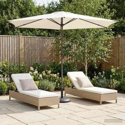 Parasol de jardin 270 x 270 cm Polyester Rectangulaire Cr&egrave;me