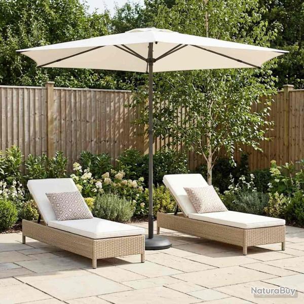 Parasol de jardin 270 x 270 cm Polyester Rectangulaire Cr�me