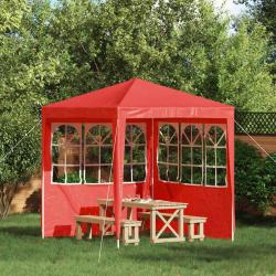 Mur de tente de f&ecirc;te 2 pcs 200 x 195 cm Rouge PE et acier