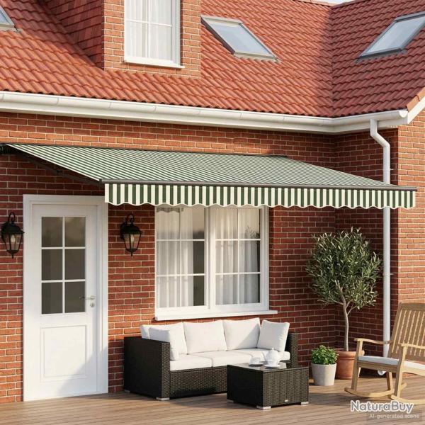 Cadre de store manuel avec LEDs Vert, Blanc, Anthracite 4 � 3 m