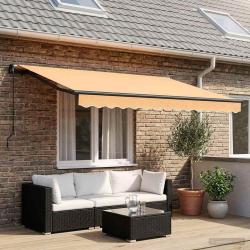 Auvent r&eacute;tractable Sable 300 x 250 cm Polyester et Aluminium