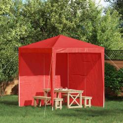 Mur de tente de f&ecirc;te 2 pcs Rouge 200 x 195 cm PE et acier
