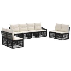 Ensemble de canap&eacute; de jardin 8 pcs Noir polyrotin