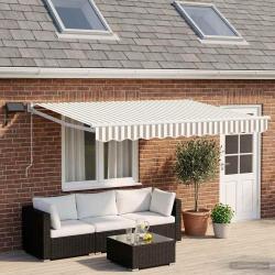 Store r&eacute;tractable manuel avec LEDs Gris clair et blanc