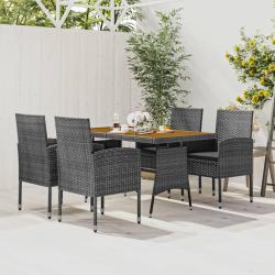 Ensemble &agrave; manger d'ext&eacute;rieur 5 pcs R&eacute;sine tress&eacute;e Gris