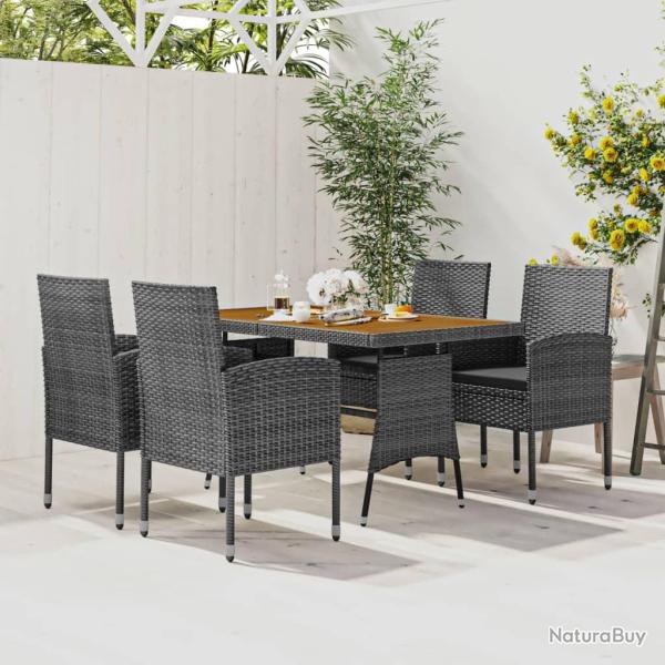 Ensemble � manger d'ext�rieur 5 pcs R�sine tress�e Gris