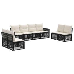 Ensemble de canap&eacute; de jardin 8 pcs Noir et blanc cr&egrave;me