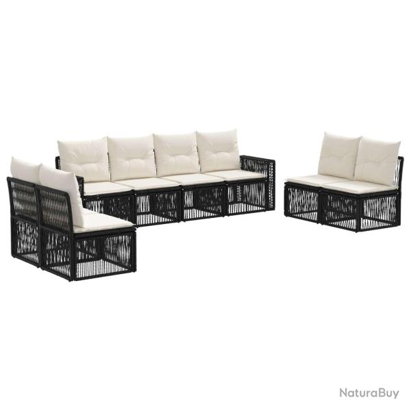 Ensemble de canap� de jardin 8 pcs Noir et blanc cr�me