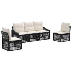 Ensemble de canap&eacute; de jardin 5 pcs Noir polyrotin