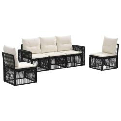 Ensemble de canap&eacute; de jardin 5 pcs Noir et blanc cr&egrave;me