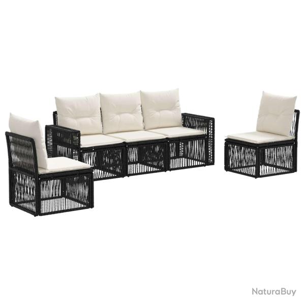 Ensemble de canap� de jardin 5 pcs Noir et blanc cr�me